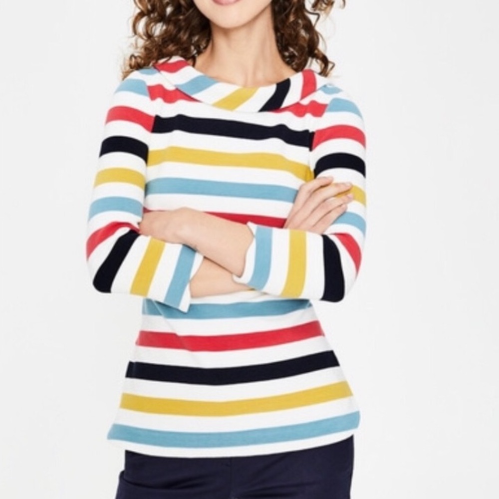 NWT Sarah Ottoman Boden Colored Striped Top
